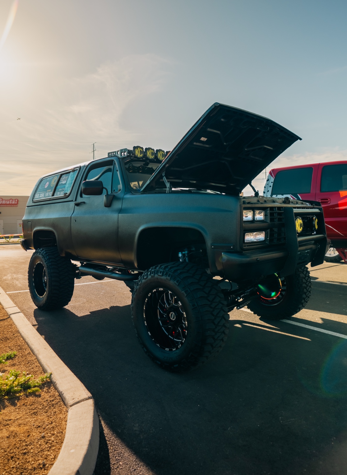 Custom lifted K5 Blazer with Armadillo bedliner finish